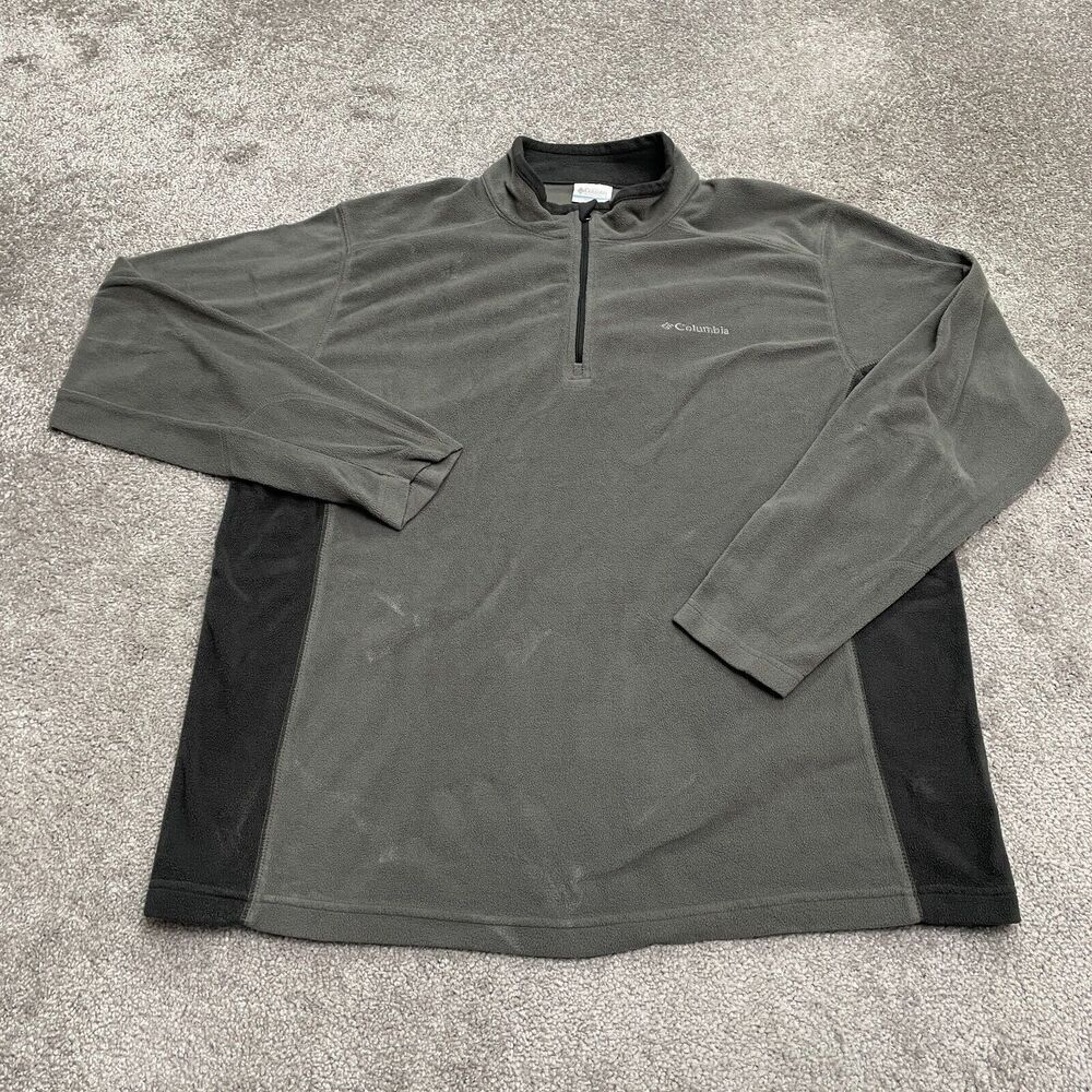 Columbia Klamath Range Fleece Jacket Mens XL Black Gray 1/4 Zip Lightweight Hike